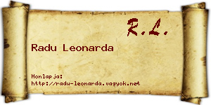Radu Leonarda névjegykártya